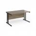 Maestro 25 straight desk 1400mm x 800mm - black cantilever leg frame, Nebraska oak top MC14KNO