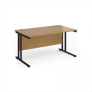 Maestro 25 straight desk 1400mm x 800mm - black cantilever leg frame,