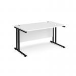 Maestro 25 straight desk 1400mm x 800mm - black cantilever leg frame and white top