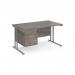 Maestro 25 straight desk 1400mm x 800mm with 2 drawer pedestal - silver cantilever leg frame, grey oak top MC14P2SGO