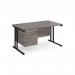 Maestro 25 straight desk 1400mm x 800mm with 3 drawer pedestal - black cantilever leg frame, grey oak top MC14P3KGO