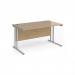 Maestro 25 straight desk 1400mm x 800mm - silver cantilever leg frame, Kendal oak top MC14SKO