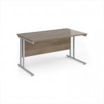 Maestro 25 straight desk 1400mm x 800mm - silver cantilever leg frame, Nebraska oak top MC14SNO