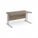 Maestro 25 straight desk 1400mm x 800mm - silver cantilever leg frame, Nebraska oak top MC14SNO