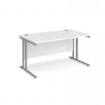 Maestro 25 straight desk 1400mm x 800mm - silver cantilever leg frame and white top