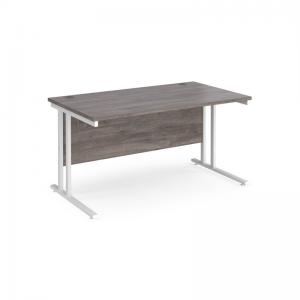 Maestro 25 straight desk 1400mm x 800mm - white cantilever leg frame,