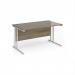 Maestro 25 straight desk 1400mm x 800mm - white cantilever leg frame, Nebraska oak top MC14WHNO