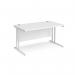 Maestro 25 straight desk 1400mm x 800mm - white cantilever leg frame, white top MC14WHWH