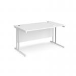 Maestro 25 straight desk 1400mm x 800mm - white cantilever leg frame, white top MC14WHWH