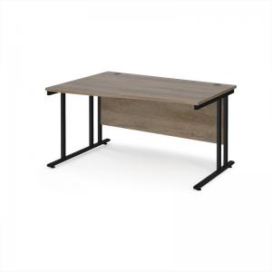 Maestro 25 left hand wave desk 1400mm wide - black cantilever leg