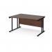 Maestro 25 left hand wave desk 1400mm wide - black cantilever leg frame, walnut top MC14WLKW