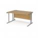 Maestro 25 left hand wave desk 1400mm wide - silver cantilever leg frame, oak top MC14WLSO