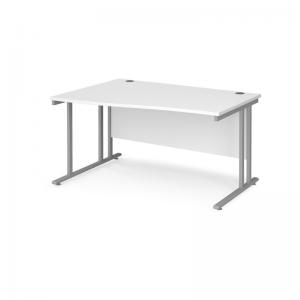 Maestro 25 left hand wave desk 1400mm wide - silver cantilever leg