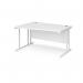 Maestro 25 left hand wave desk 1400mm wide - white cantilever leg frame, white top MC14WLWHWH