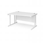 Maestro 25 left hand wave desk 1400mm wide - white cantilever leg frame, white top MC14WLWHWH