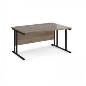 Maestro 25 right hand wave desk 1400mm wide - black cantilever leg