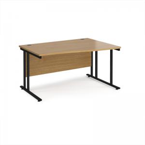 Maestro 25 right hand wave desk 1400mm wide - black cantilever leg