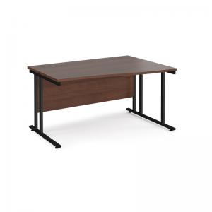 Maestro 25 right hand wave desk 1400mm wide - black cantilever leg