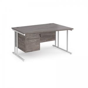 Maestro 25 right hand wave desk 1400mm wide with 2 drawer pedestal -
