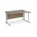 Maestro 25 right hand wave desk 1400mm wide - silver cantilever leg frame, Nebraska oak top MC14WRSNO