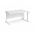 Maestro 25 right hand wave desk 1400mm wide - white cantilever leg frame, white top MC14WRWHWH