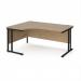 Maestro 25 left hand ergonomic desk 1600mm wide - black cantilever leg frame, Kendal oak top MC16ELKKO
