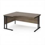 Maestro 25 left hand ergonomic desk 1600mm wide - black cantilever leg frame, Nebraska oak top MC16ELKNO