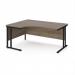 Maestro 25 left hand ergonomic desk 1600mm wide - black cantilever leg frame, Nebraska oak top MC16ELKNO
