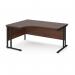 Maestro 25 left hand ergonomic desk 1600mm wide - black cantilever leg frame, walnut top MC16ELKW