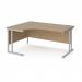 Maestro 25 left hand ergonomic desk 1600mm wide - silver cantilever leg frame, Kendal oak top MC16ELSKO