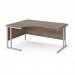 Maestro 25 left hand ergonomic desk 1600mm wide - silver cantilever leg frame, Nebraska oak top MC16ELSNO