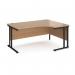 Maestro 25 right hand ergonomic desk 1600mm wide - black cantilever leg frame, beech top MC16ERKB