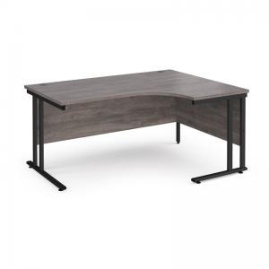 Maestro 25 right hand ergonomic desk 1600mm wide - black cantilever