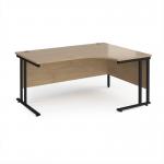 Maestro 25 right hand ergonomic desk 1600mm wide - black cantilever leg frame, Kendal oak top MC16ERKKO
