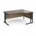 Maestro 25 right hand ergonomic desk 1600mm wide - black cantilever leg frame, Nebraska oak top MC16ERKNO