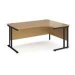 Maestro 25 right hand ergonomic desk 1600mm wide - black cantilever leg frame, oak top MC16ERKO
