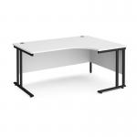 Maestro 25 right hand ergonomic desk 1600mm wide - black cantilever leg frame, white top MC16ERKWH