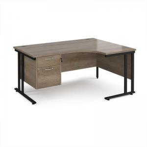 Maestro 25 right hand ergonomic desk 1600mm wide with 2 drawer