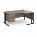 Maestro 25 right hand ergonomic desk 1600mm wide with 2 drawer pedestal - black cantilever leg frame, Nebraska oak top MC16ERP2KNO