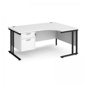 Maestro 25 right hand ergonomic desk 1600mm wide with 2 drawer