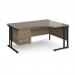 Maestro 25 right hand ergonomic desk 1600mm wide with 3 drawer pedestal - black cantilever leg frame, Nebraska oak top MC16ERP3KNO