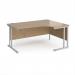 Maestro 25 right hand ergonomic desk 1600mm wide - silver cantilever leg frame, Kendal oak top MC16ERSKO