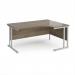 Maestro 25 right hand ergonomic desk 1600mm wide - silver cantilever leg frame, Nebraska oak top MC16ERSNO