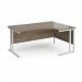 Maestro 25 right hand ergonomic desk 1600mm wide - white cantilever leg frame, Nebraska oak top MC16ERWHNO
