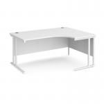 Maestro 25 right hand ergonomic desk 1600mm wide - white cantilever leg frame and white top