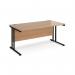 Maestro 25 straight desk 1600mm x 800mm - black cantilever leg frame, beech top MC16KB