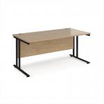 Maestro 25 straight desk 1600mm x 800mm - black cantilever leg frame, Kendal oak top MC16KKO