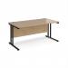 Maestro 25 straight desk 1600mm x 800mm - black cantilever leg frame, Kendal oak top MC16KKO