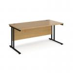 Maestro 25 straight desk 1600mm x 800mm - black cantilever leg frame and oak top