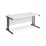 Maestro 25 straight desk 1600mm x 800mm - black cantilever leg frame and white top